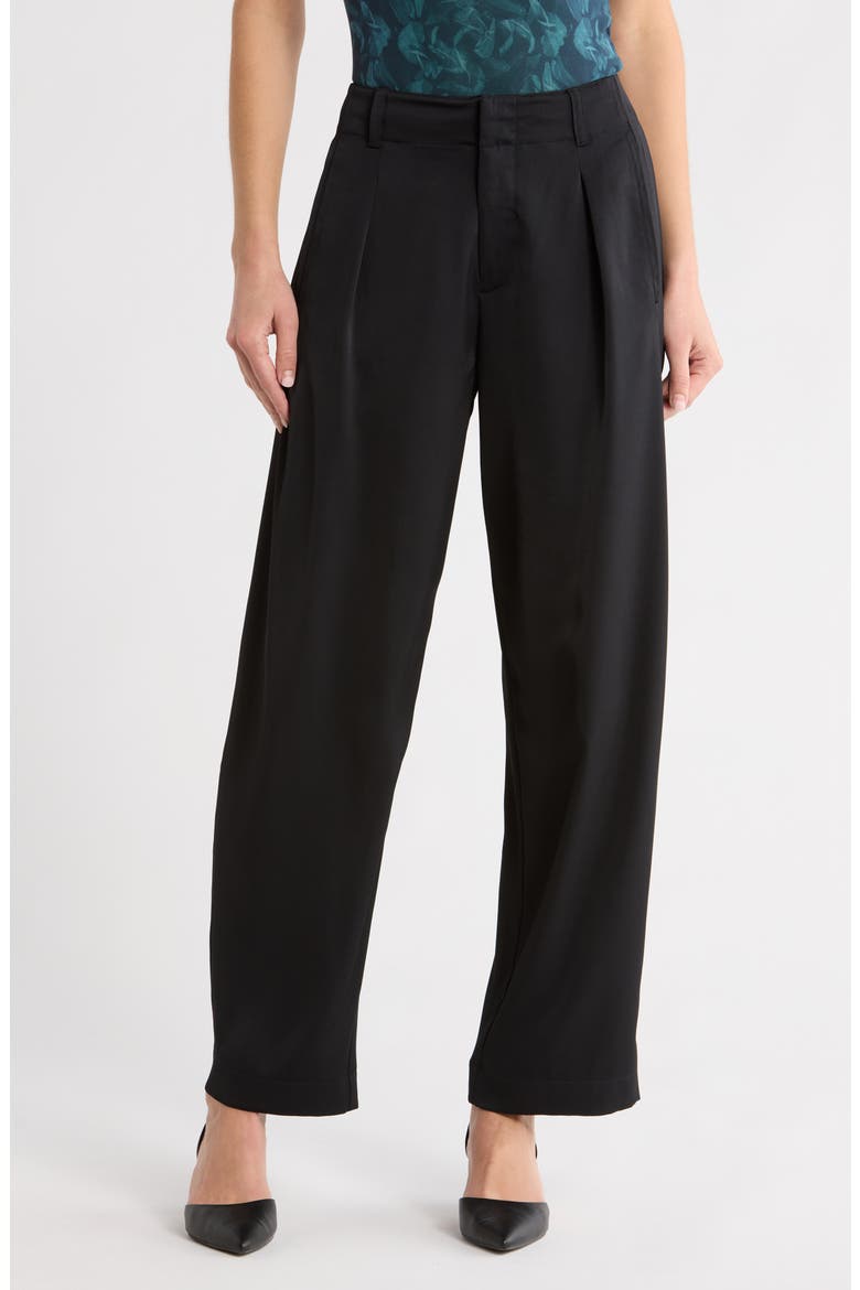 Douglas Ankle Satin Pants, Main, color, BLACK