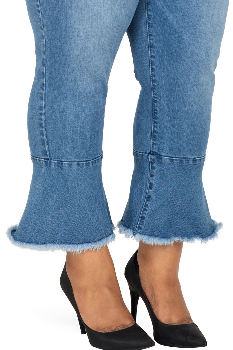 Kesha Ruffle Skinny Jeans, Alternate, color, BLUE