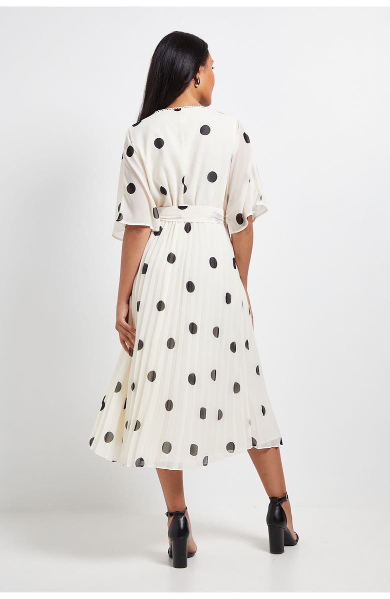 Wallis Petite Spot Pleated Midi Dress, Alternate, color, Ivory