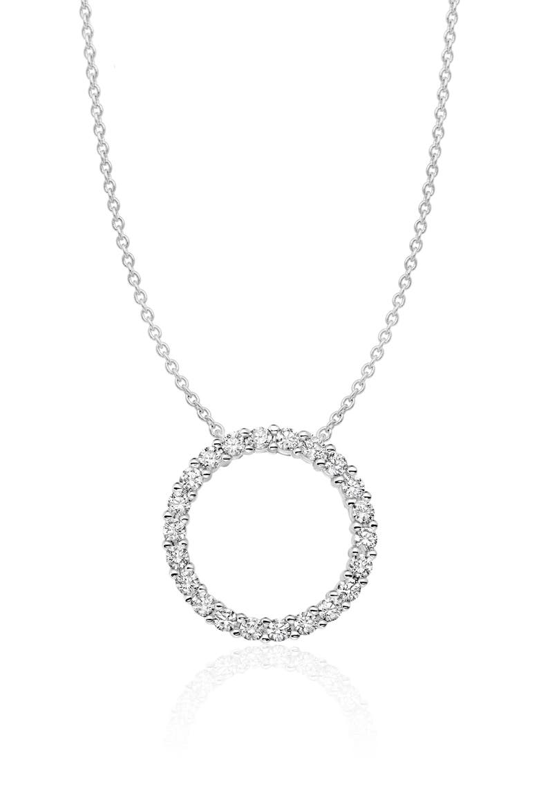 Pavé Open Circle Pendant Necklace, Main, color, PURE PLATINUM/ CLEAR STONE