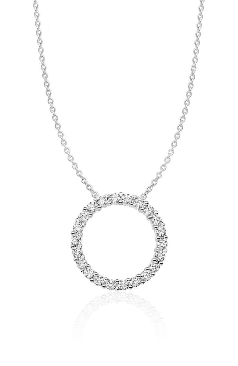 Crislu Pavé Open Circle Pendant Necklace, Main, color, Pure Platinum/ Clear Stone