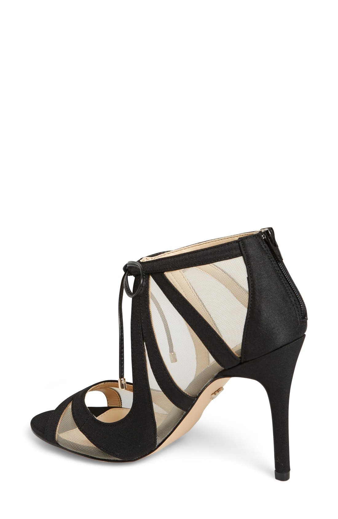 Cherie Illusion Sandal, Alternate, color, BLACK SATIN/ NUDE MESH