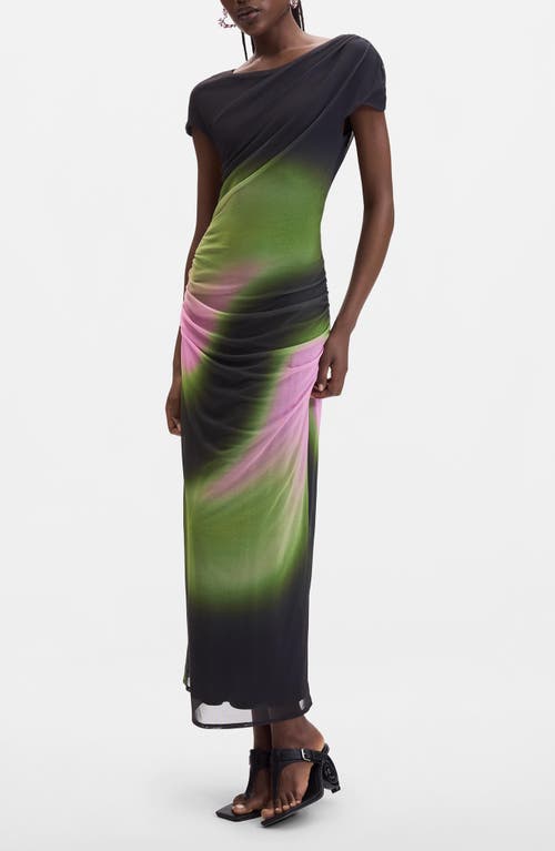 Desigual Mesh Overlay Midi Dress in Black at Nordstrom, Size Medium