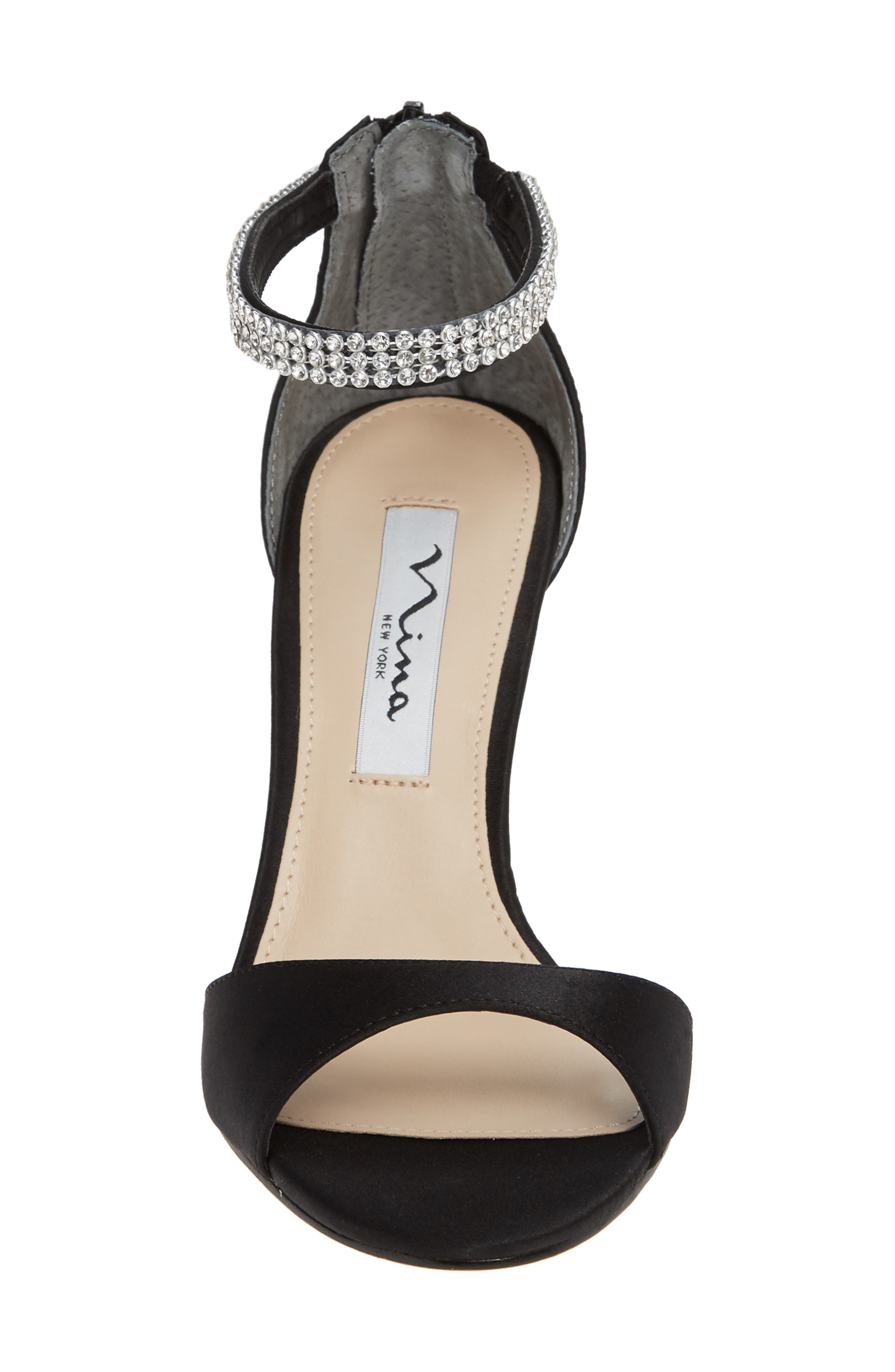 Nina Volanda Ankle Strap Sandal, Alternate, color, Black Satin