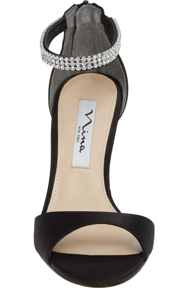 Nina Volanda Ankle Strap Sandal, Alternate, color, Black Satin