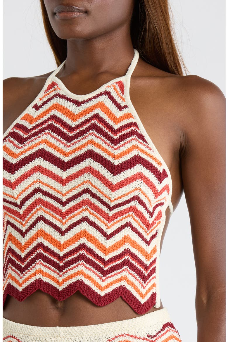 Chevron Knit Halter Crop Top, Alternate, color, TOFFEE TWIST