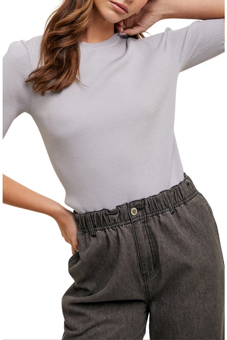 Ribbed Short Sleeve Knit Top, Main, color, DOVE