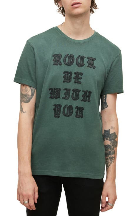 Raw Edge Rock Be With You Appliqué T-Shirt