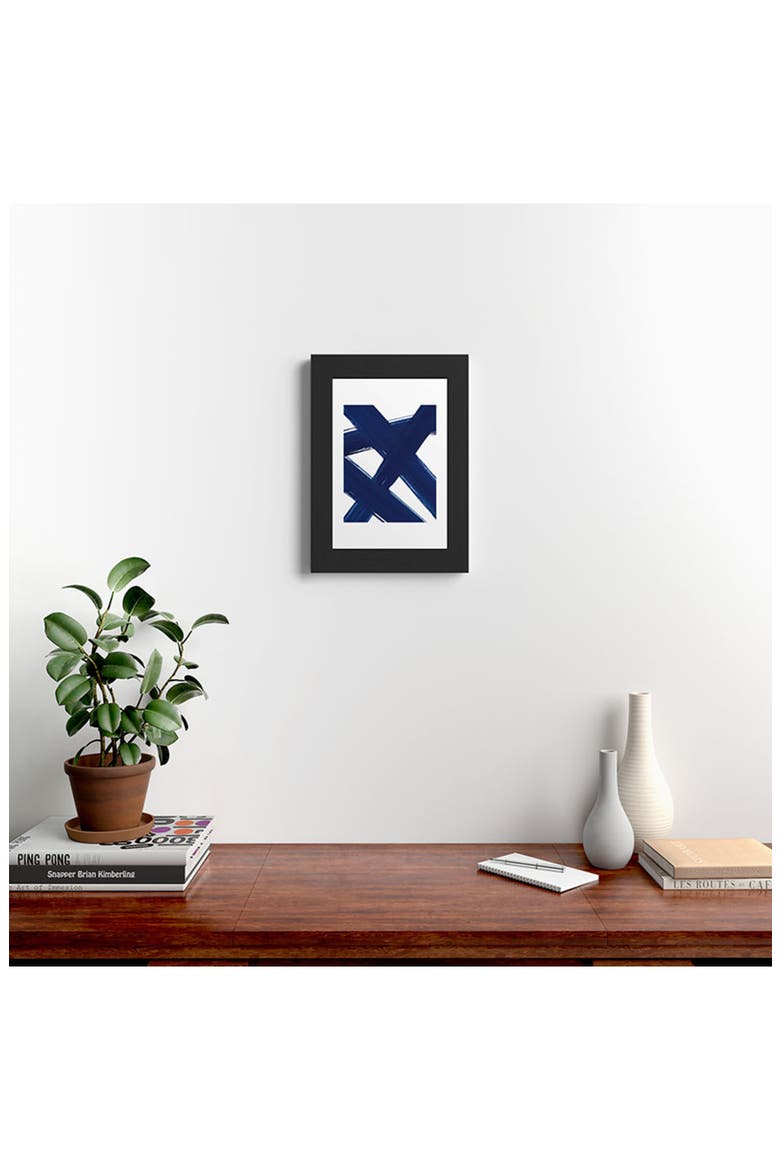 Indigo Abstract Brush Strokes Framed Wall Art, Alternate, color, BLACK FRAME