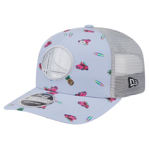 Men's New Era Light Blue/Gray Golden State Warriors Adventure Aloha Pattern 9SEVENTY Stretch-Snap Hat