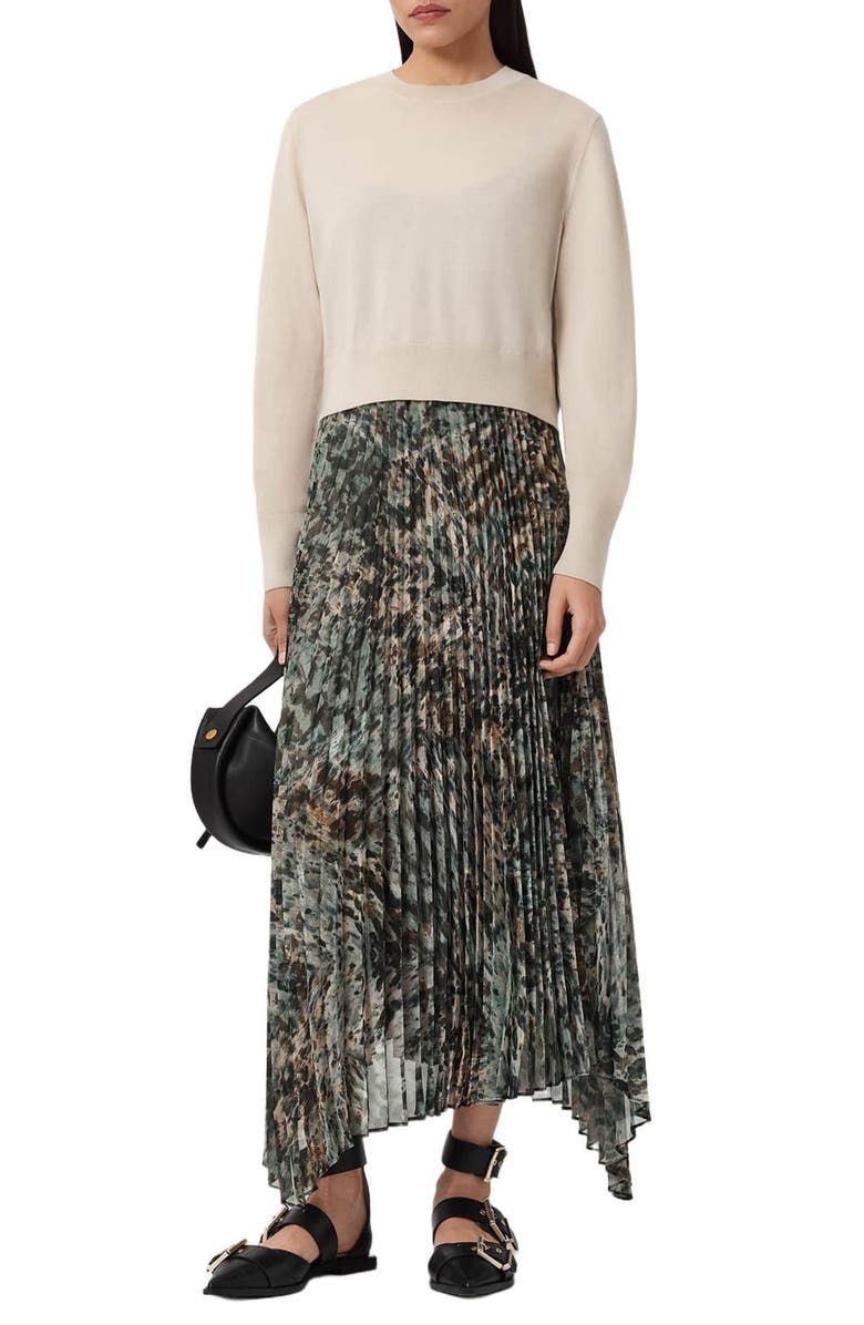 AllSaints Anni Sweater & Maxi Slipdress, Main, color, Canter Fawn Brown