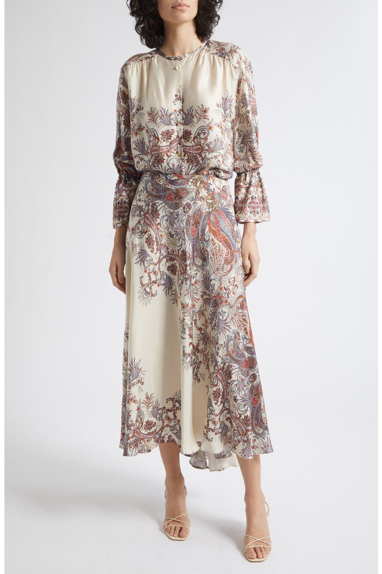 Decano Paisley Midi Skirt, Alternate, color, CREAM