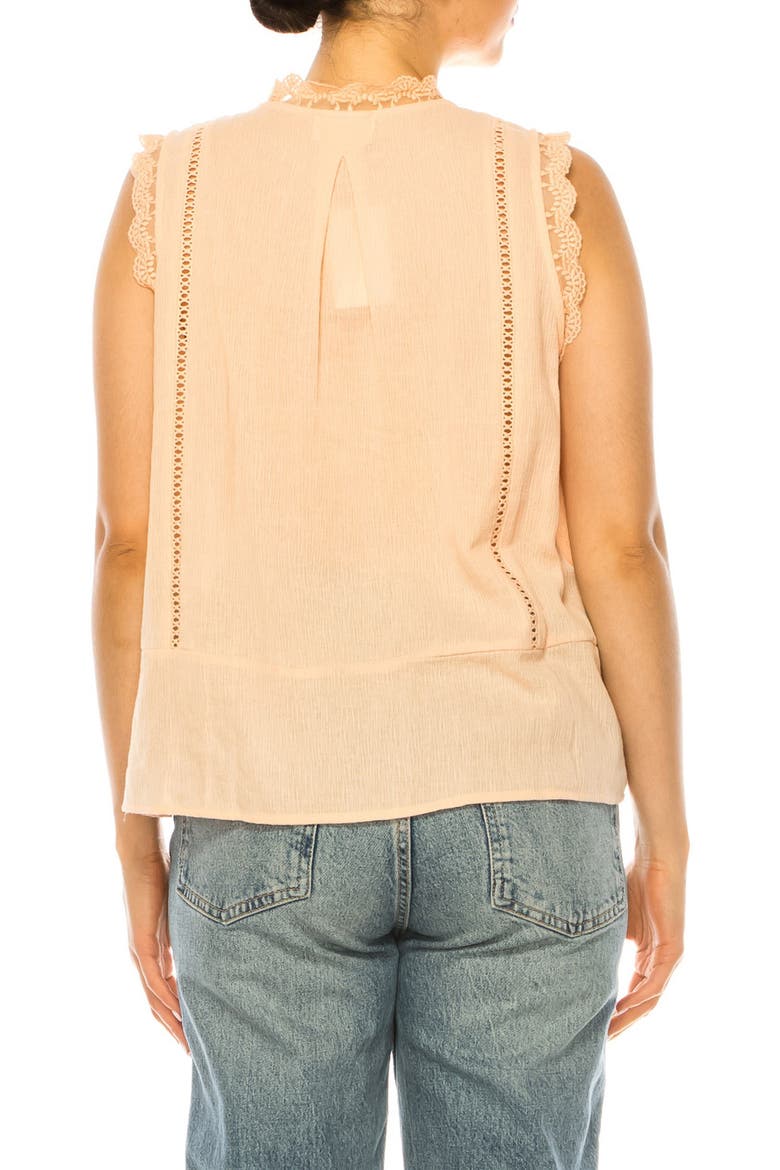 Lace Trim Cotton Button-Up Top, Alternate, color, BISQUE