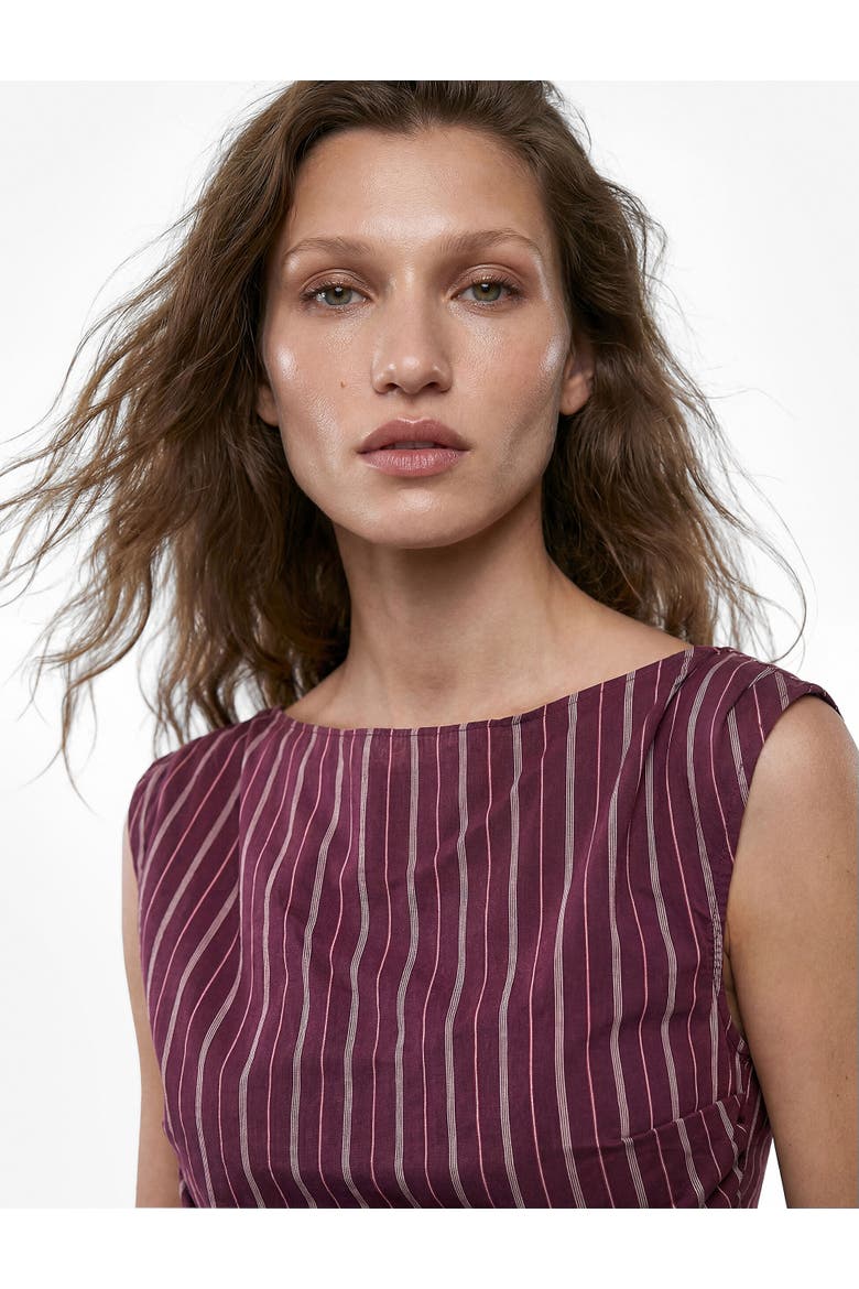 Slim Fit Sleeveless Dropped Shoulder Striped Top, Main, color, BORDEUX STRIPE
