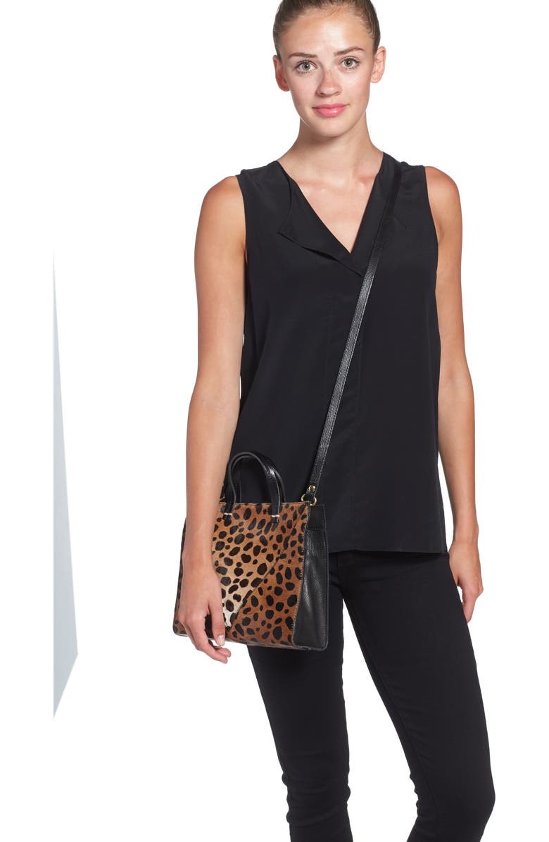 Clare V. 'Petit Simple' Leopard Print Genuine Calf Hair Tote, Alternate, color,