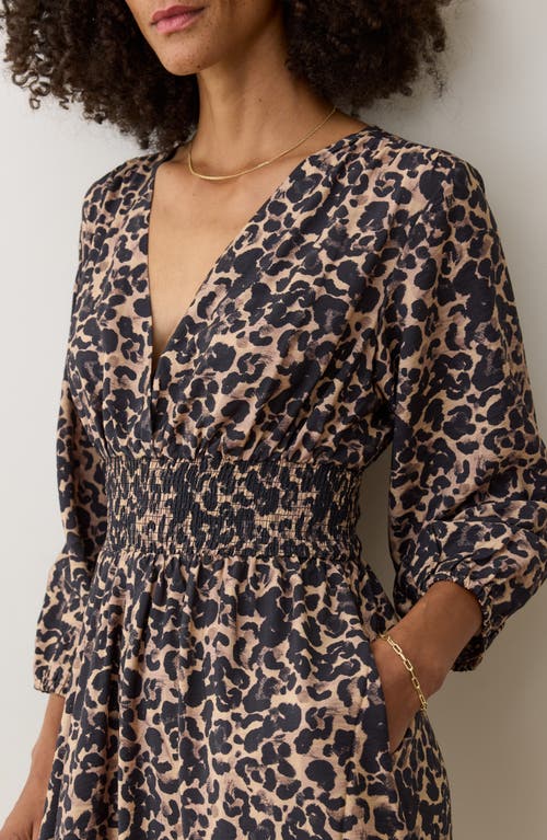 Marine Layer Daphne Leopard Long Sleeve Maxi Dress In Multi