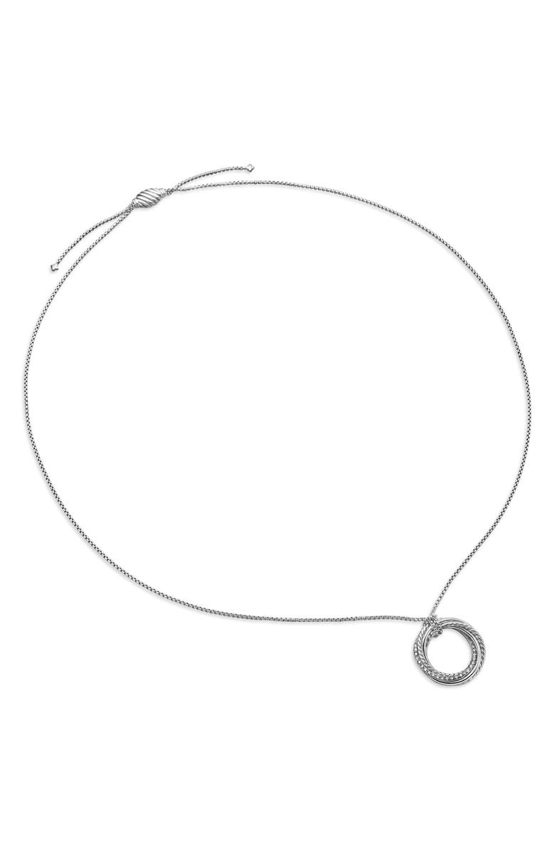 David Yurman Sterling Silver & Diamond Crossover Pendant Necklace, Alternate, color, Diamond