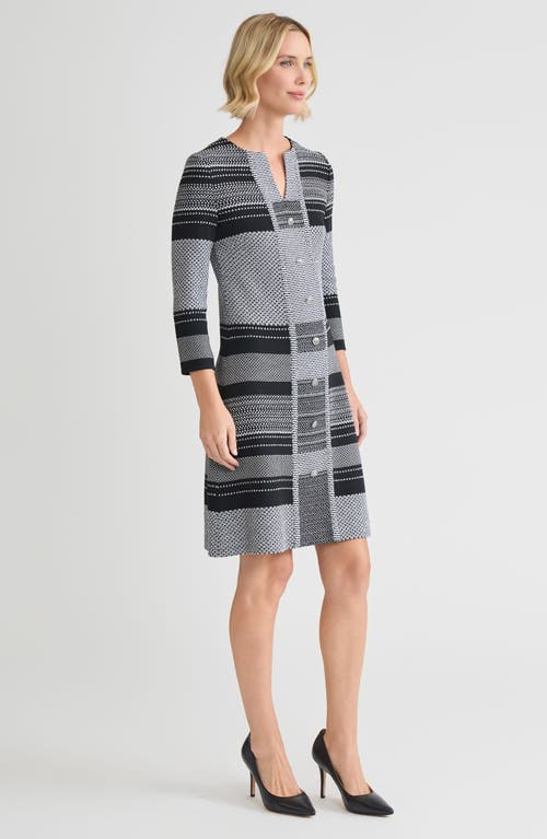 Ming Wang A-line Multi-stitch Knit Dress In Gray