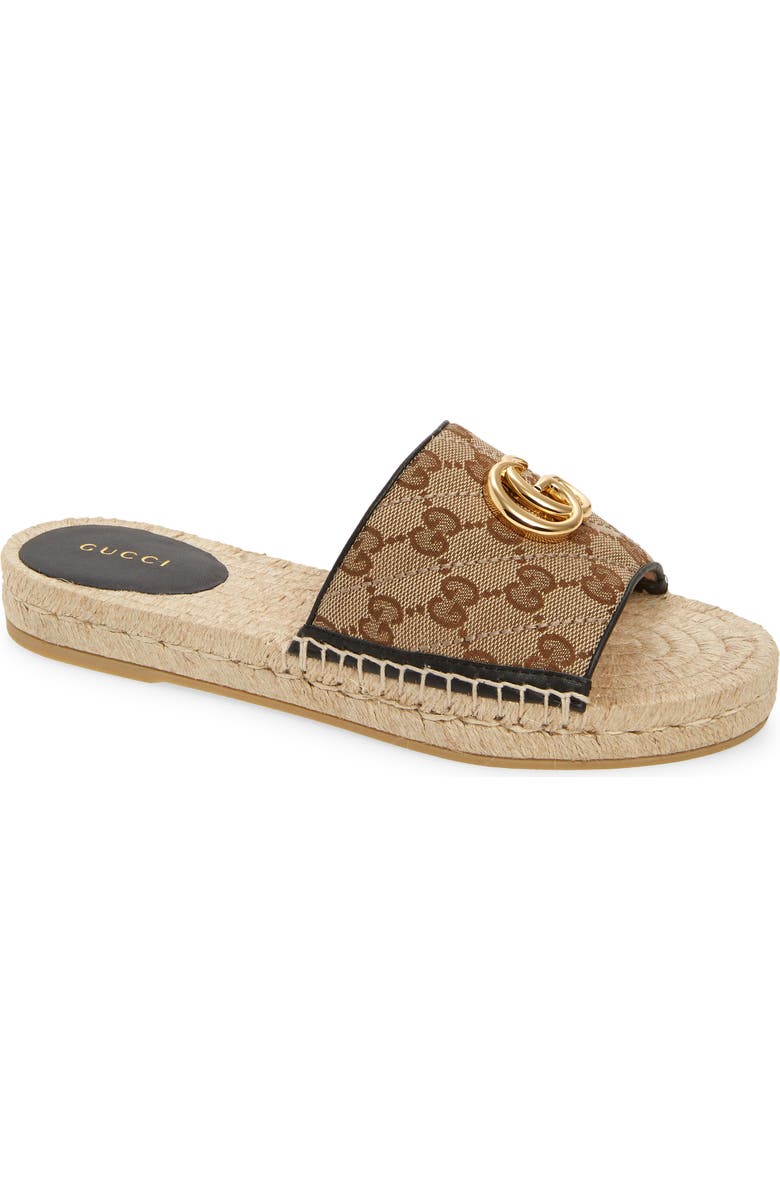 Gucci Pilar Original GG Canvas Espadrille Slide Sandal, Main, color,