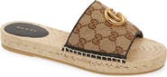 Gucci Pilar Original GG Canvas Espadrille Slide Sandal