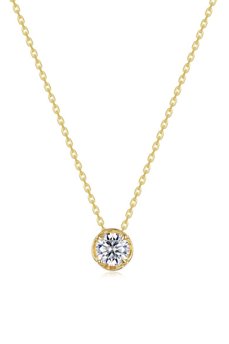 Blossom Cradle Simulated Diamond Pendant Necklace, Main, color, WHITE/ GOLD