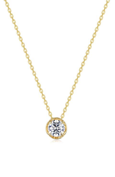 Blossom Cradle Simulated Diamond Pendant Necklace