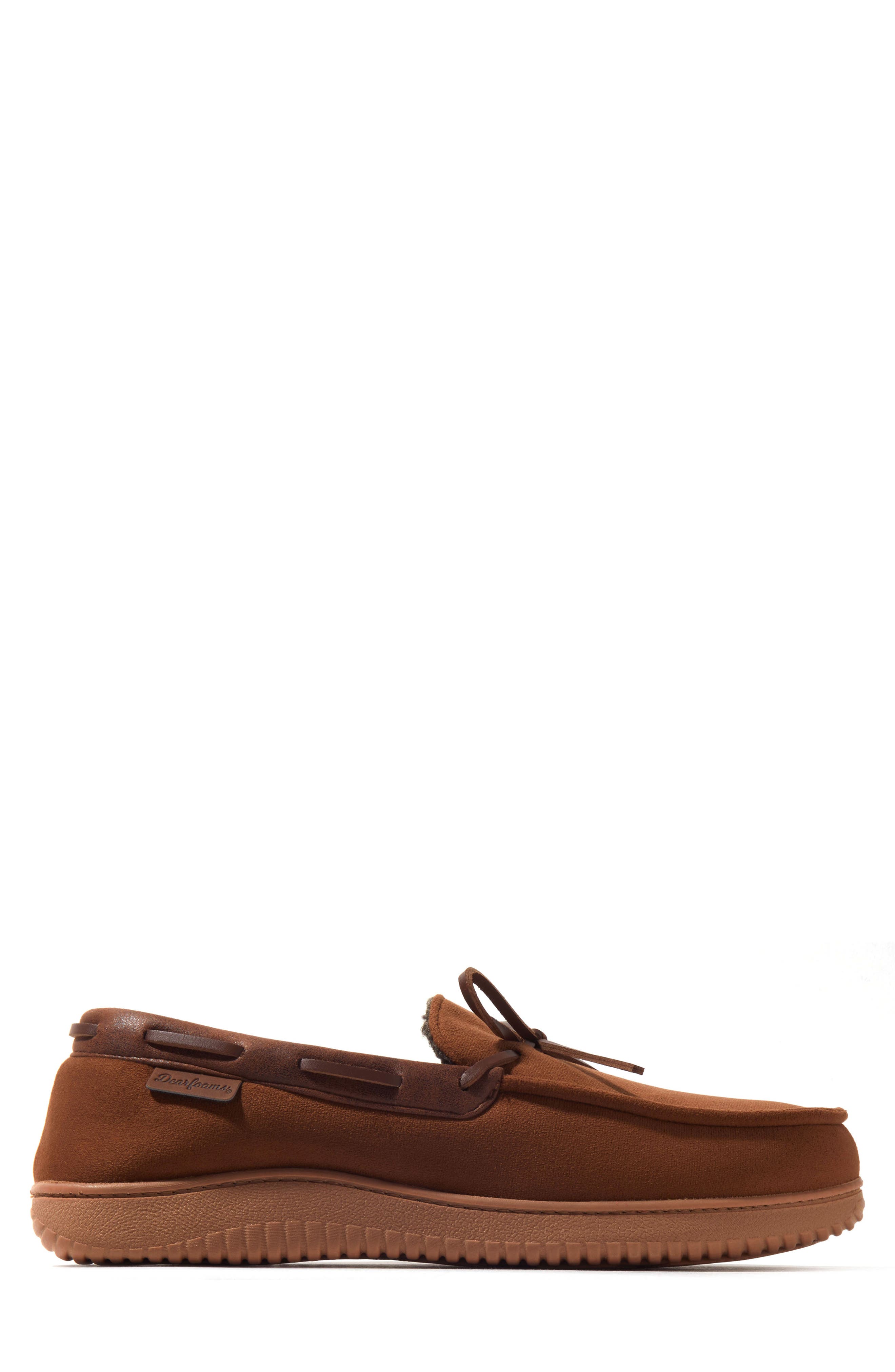 Pierce Faux Shearling Moccasin Slipper, Alternate, color, CHESTNUT