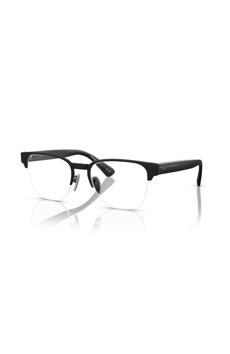 Prada 54mm Rectangle optical glasses, Main, color, Black