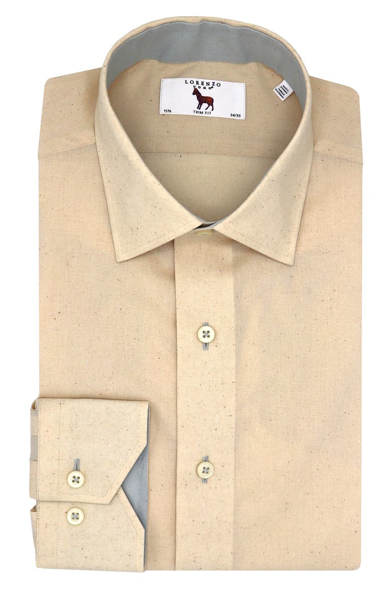 Trim Fit Solid Dress Shirt, Main, color, LATTE