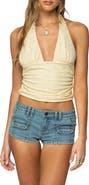 EDIKTED Halliday Embroidered Eyelet Halter Top