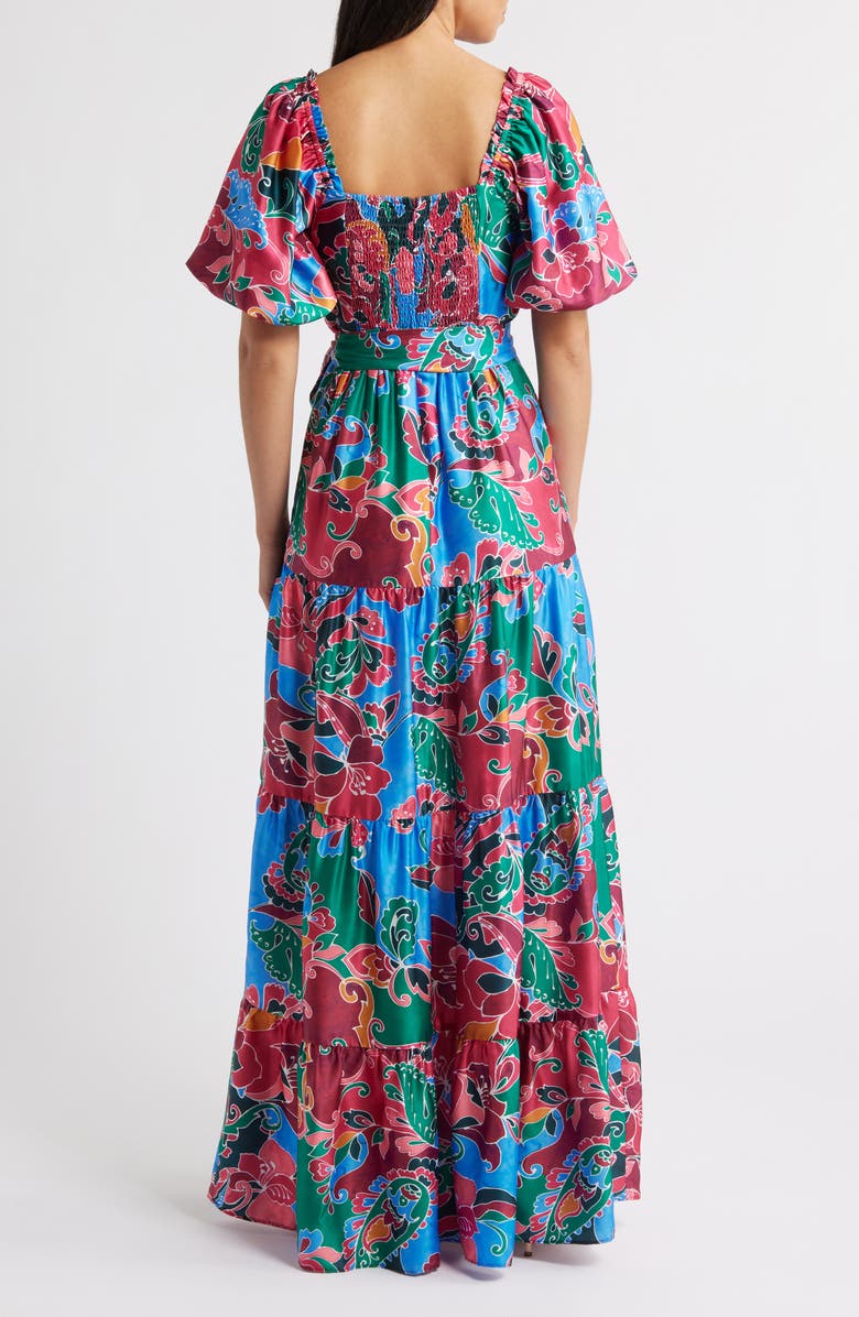 Eliza J Floral Tiered Maxi Dress, Alternate, color, Berry Mult