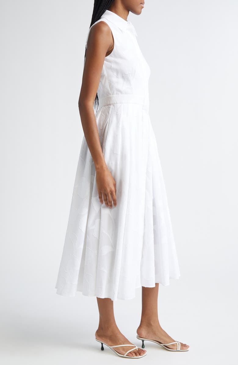 Michael Kors Collection Sleeveless Cotton Jacquard Shirtdress, Alternate, color, Optic White