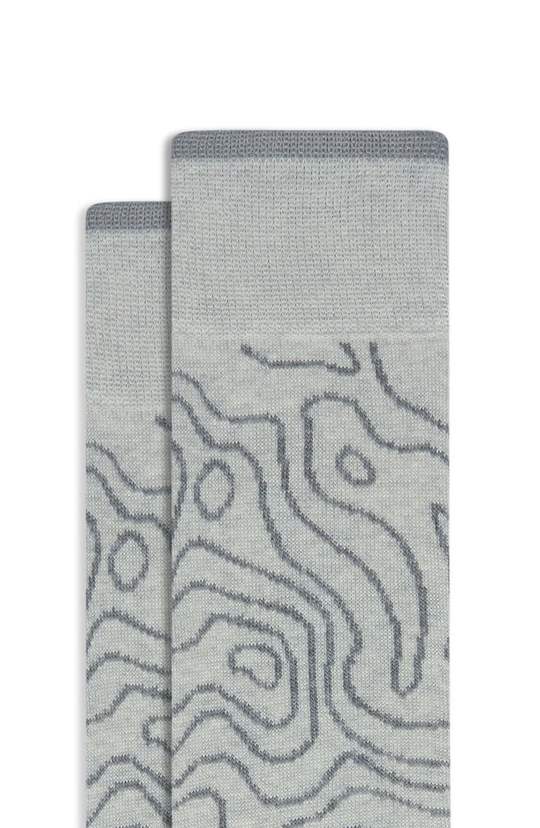 Bugatchi Abstract Pattern Cotton Blend Dress Socks, Alternate, color, Cement