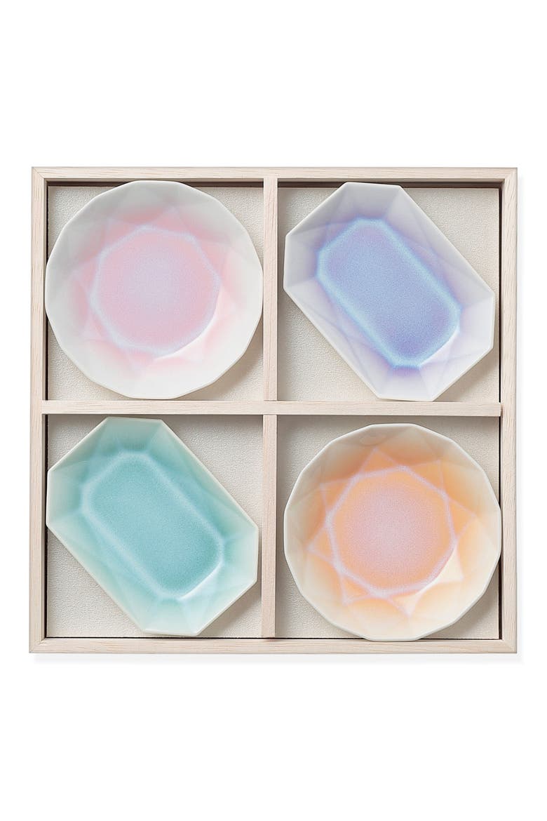 Design Store Set of 4 Pastel Origami Dishes, Alternate, color, MULTI