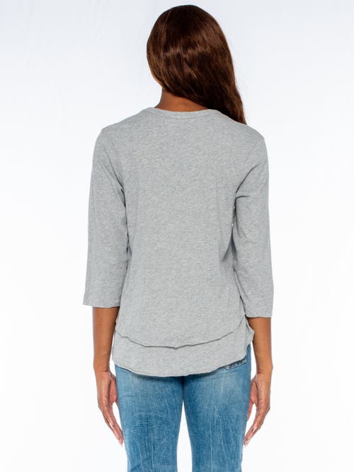 Wilt Clothing Shrunken Crew 3/4 Sleeve Mock Layer Tee In Blue