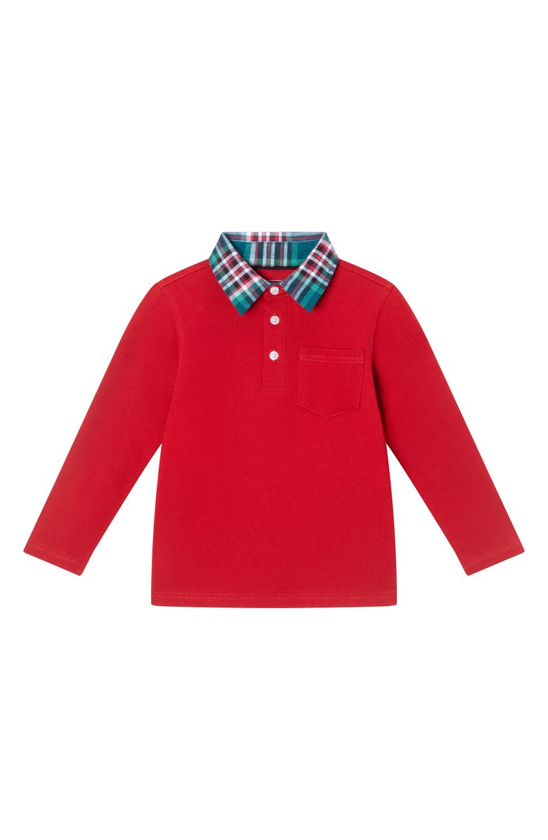 Andy & Evan Kids' Holiday Long Sleeve Polo & Pants Set, Alternate, color, Red Holiday