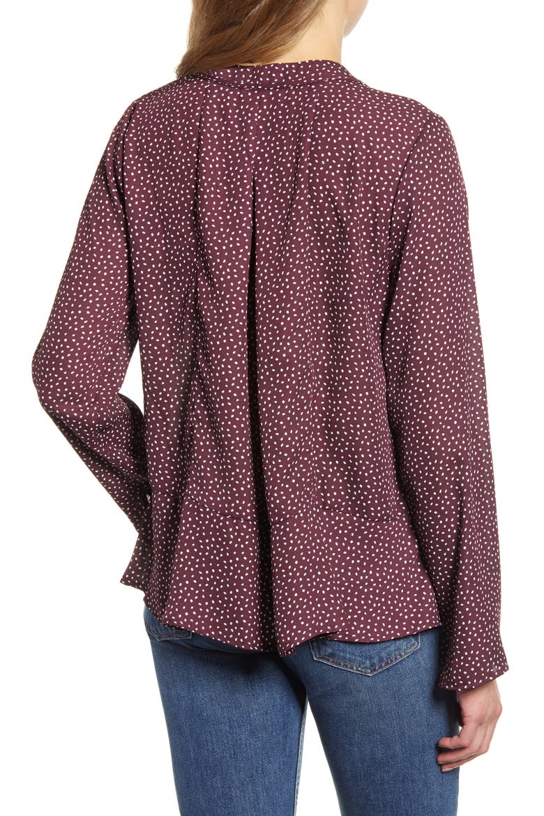 Samara Tie Neck Long Sleeve Blouse, Alternate, color, PLUM SPECKLE