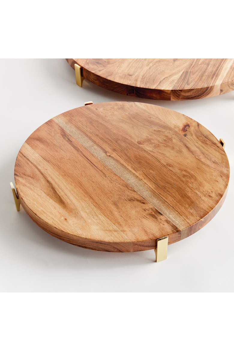 Cherie Round Stand Serving Boards Set of 2, Alternate, color, Brown