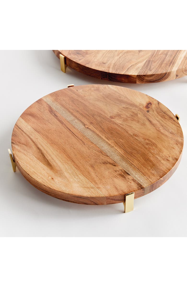 Napa Home & Garden Cherie Round Stand Serving Boards Set of 2, Alternate, color, Brown
