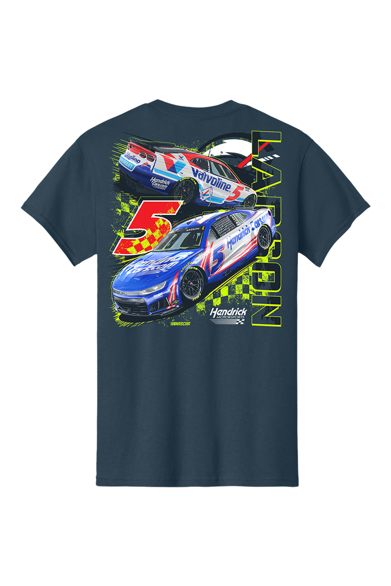 Men's Classic Ink  Navy Kyle Larson #5 HendrickCars.com & Valvoline Dual Sponsor T-Shirt, Alternate, color, Navy