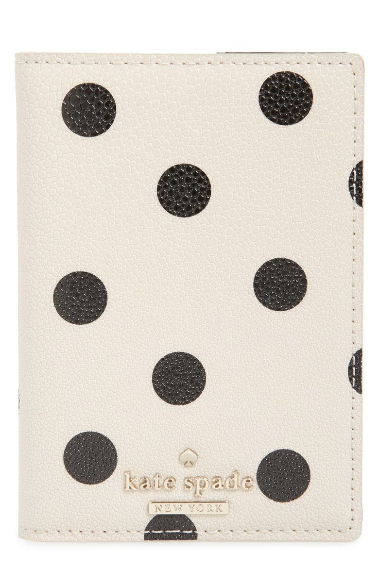 'cedar street dot' passport holder, Main, color, DECO BEIGE/ BLACK