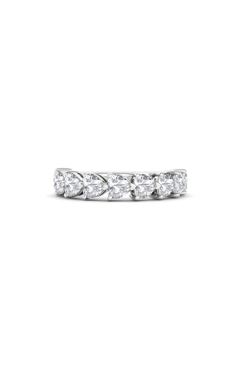 HauteCarat Heart Cut Lab Created Diamond Half Eternity Ring, Alternate, color, White Gold