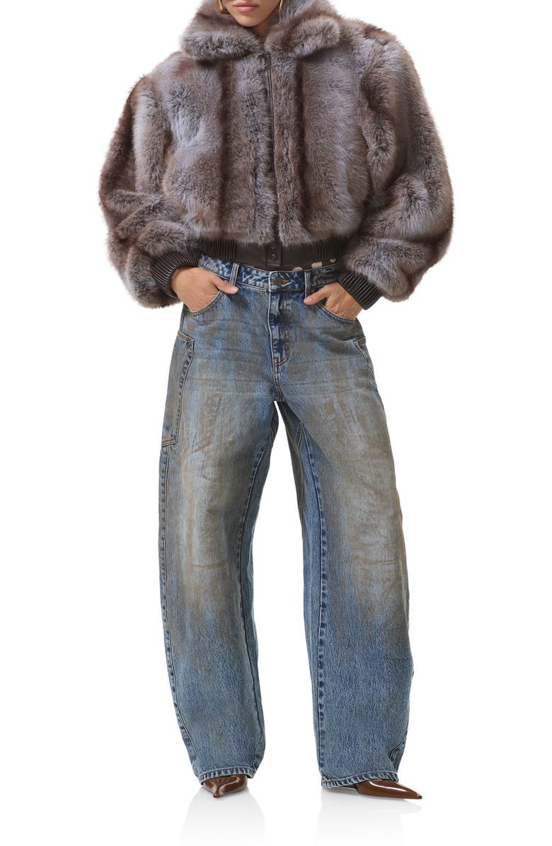 AFRM Adelaide Faux Fur Crop Coat, Alternate, color, Lilac Stripe