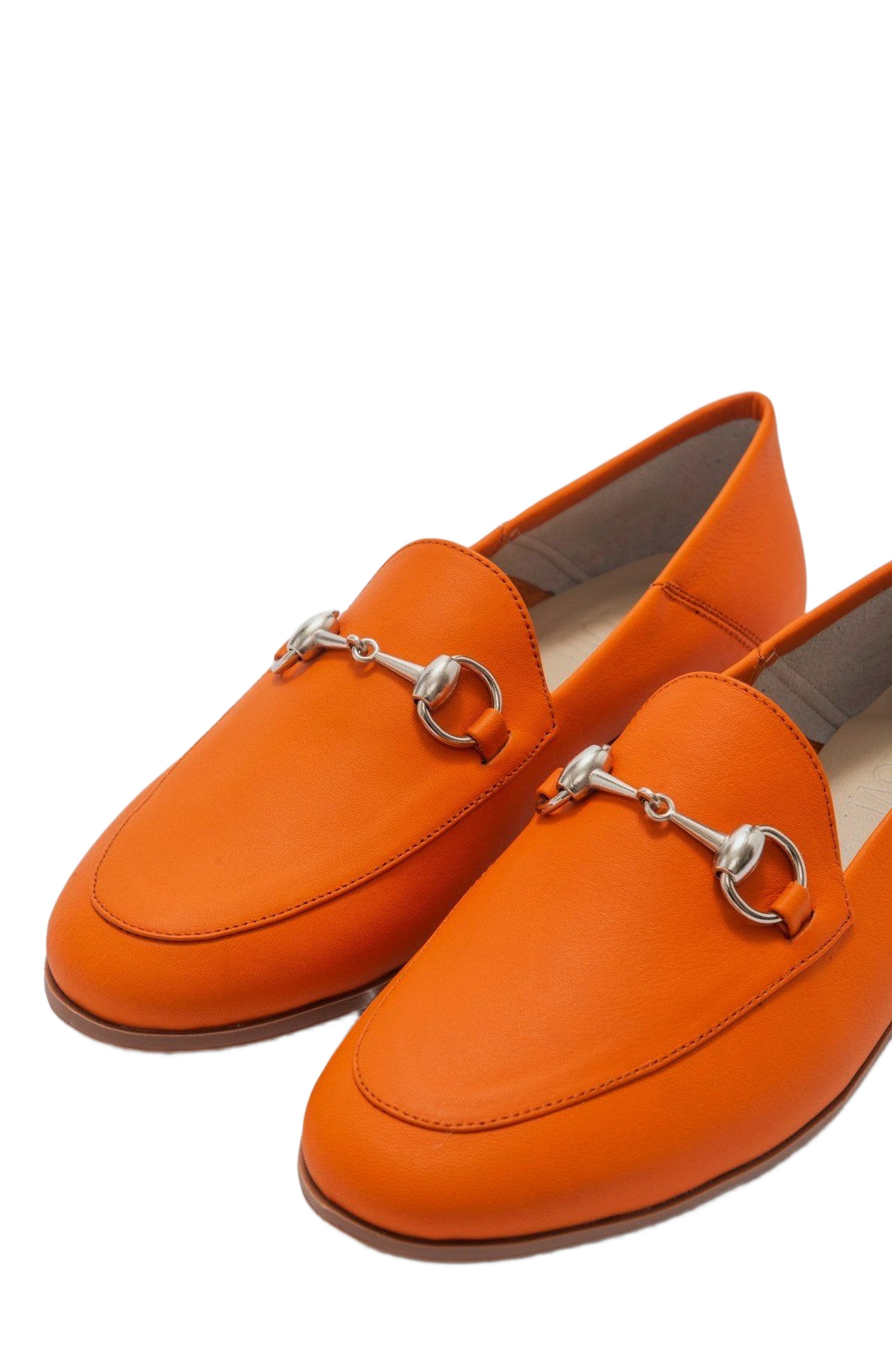Penny Leather Horsebit Loafers, Alternate, color, Neon Orange Leather