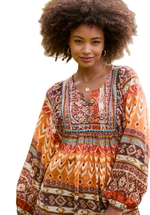 Blouson Sleeve Beaded Tunic (Plus)