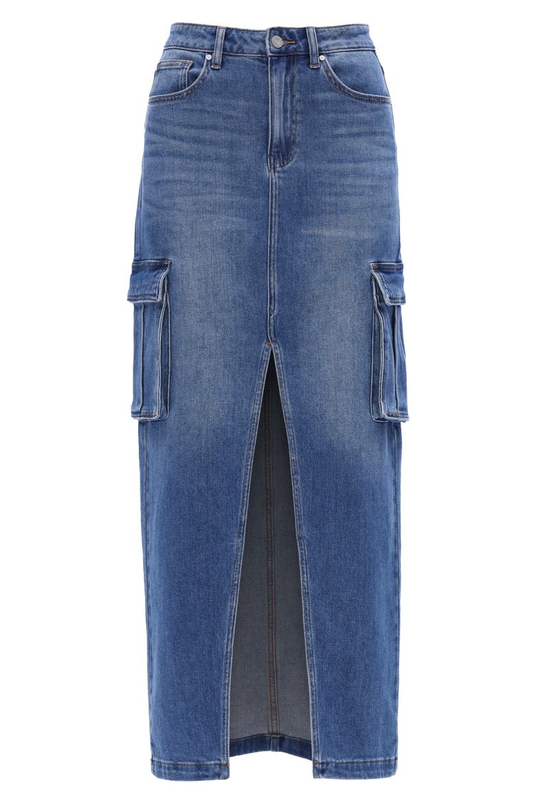 Denim Cargo Maxi Skirt, Alternate, color, RETRO MEDIUM BLUE