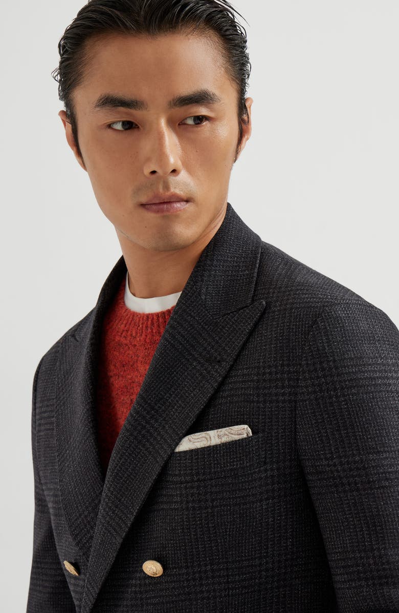 Brunello Cucinelli Double face silk pocket square, Alternate, color, Panama