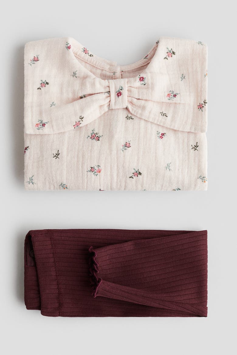 2-piece Blouse And Leggings Set, Alternate, color, Light pink/floral