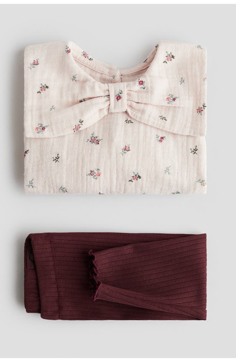 H&M 2-piece Blouse And Leggings Set, Alternate, color, Light Pink/Floral