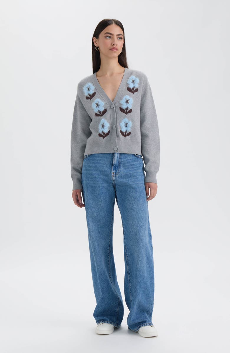 NVLT V-Neck Cardigan, Alternate, color, Medium Grey Mix Floral